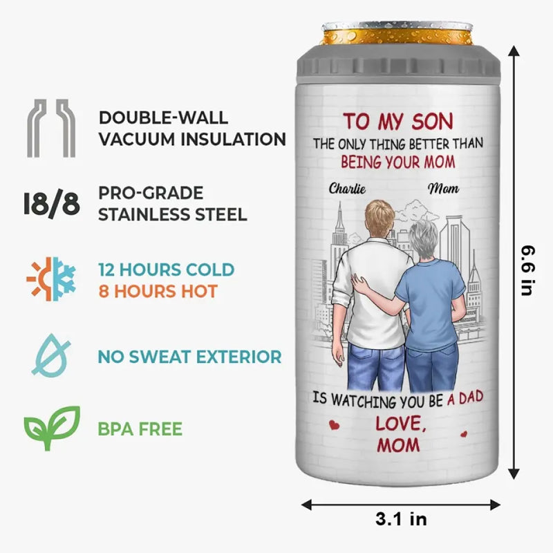 Custom Name New Dad Gifts from Mom - Personalized Can Cooler