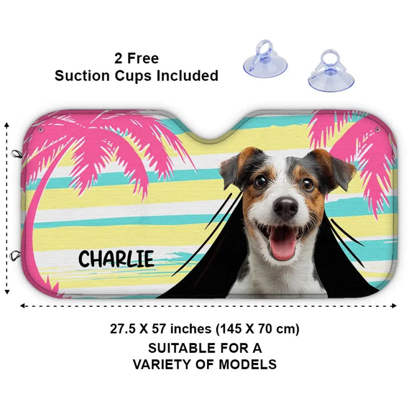 Custom Pet Photo Tropical Dog Gifts for Dog Lovers - Personalized Auto Sunshade