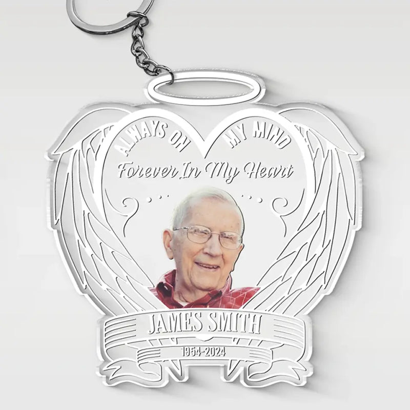 Custom Photo Memorial Angel Gifts - Personalized Acrylic Keychain