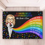 Custom Name Rainbow Teacher Classroom Decor - Personalized Doormat