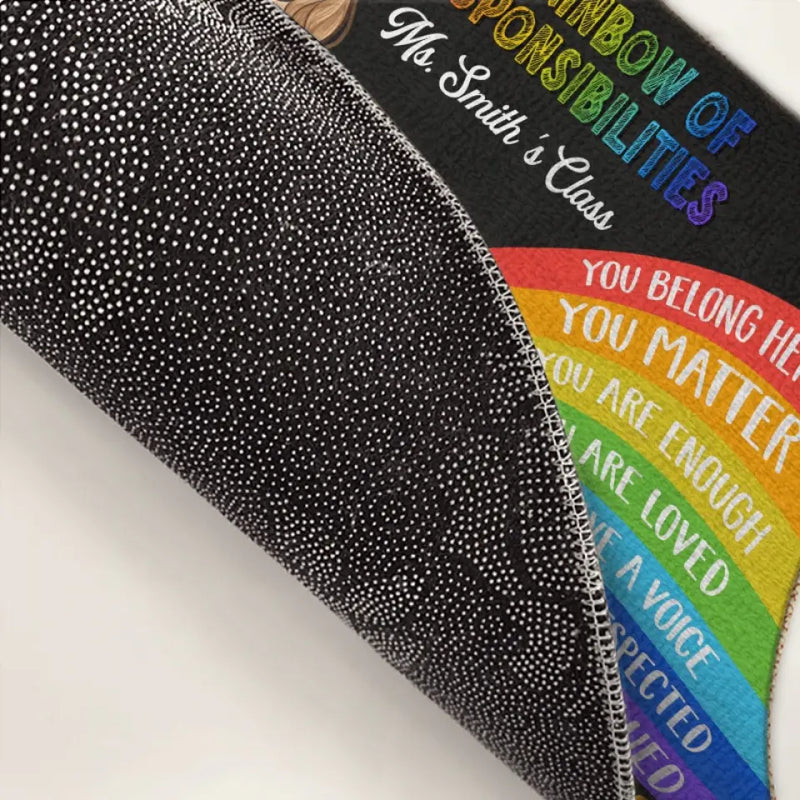Custom Name Rainbow Teacher Classroom Decor - Personalized Doormat