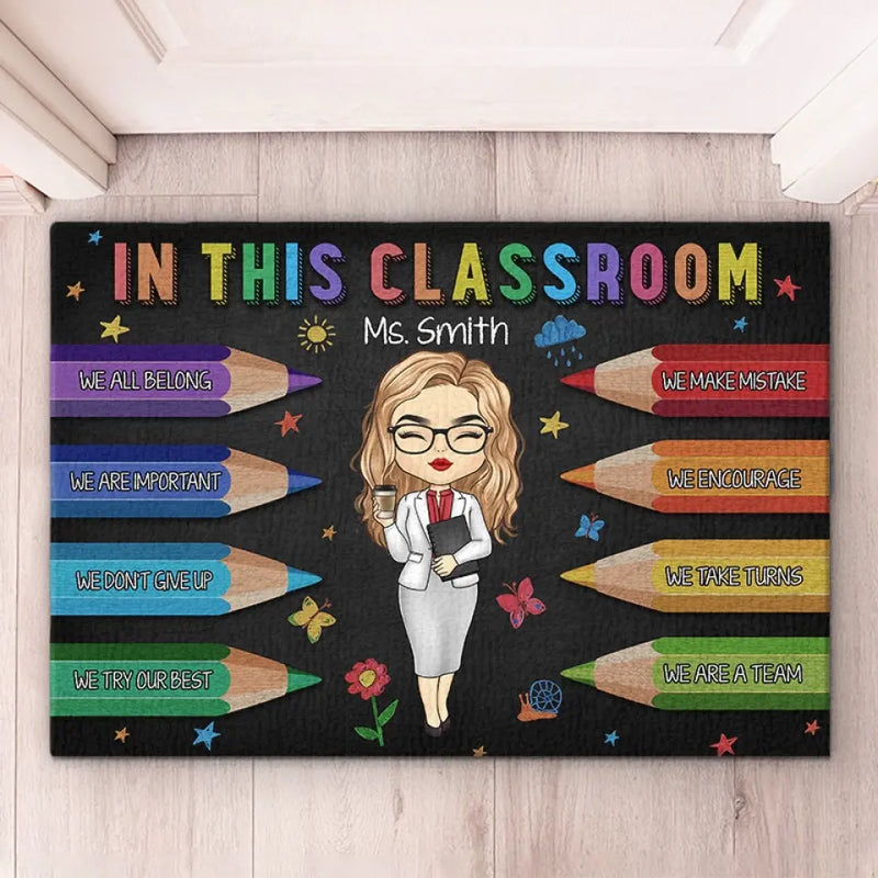 Custom Name Teacher Classroom Rules Decor - Personalized Doormat