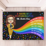 Custom Name Rainbow Teacher Classroom Decor - Personalized Doormat