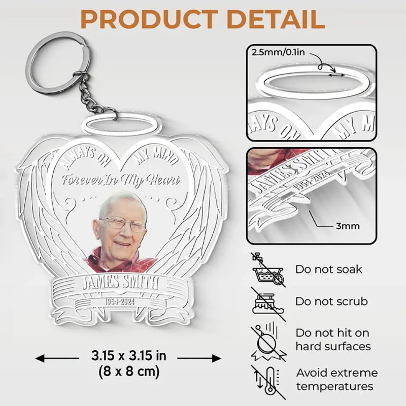Custom Photo Memorial Angel Gifts - Personalized Acrylic Keychain
