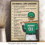 Custom Name Baseball Life Lessons Gifts for Baseball Players - Personalized Poster