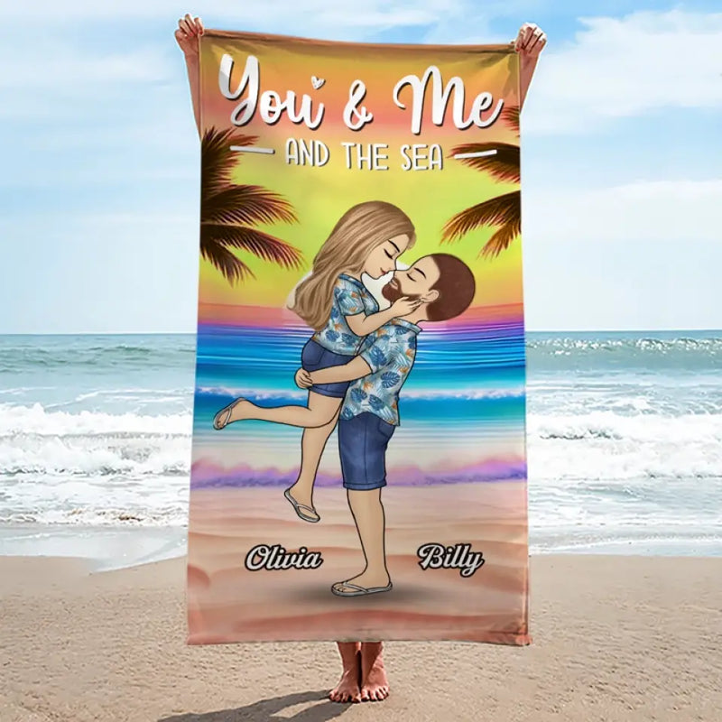 You're The Sandy To My Beach - Couple Personalized Custom Beach Towel - Summer Vacation Gift For Husband Wife, Anniversary