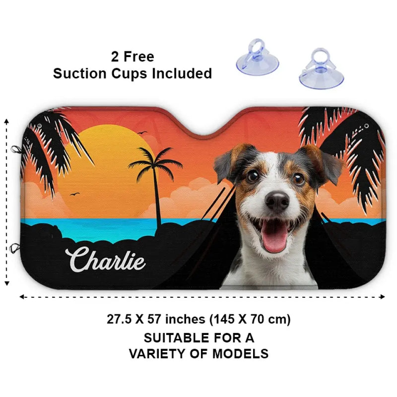 Custom Pet Photo Tropical Dog Gifts for Dog Lovers - Personalized Auto Sunshade