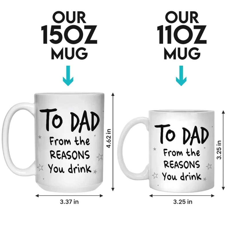 Custom Name Funny Dad Gifts From the Reasons You Drink - Personalized Mugs