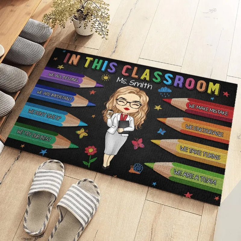 Custom Name Teacher Classroom Rules Decor - Personalized Doormat