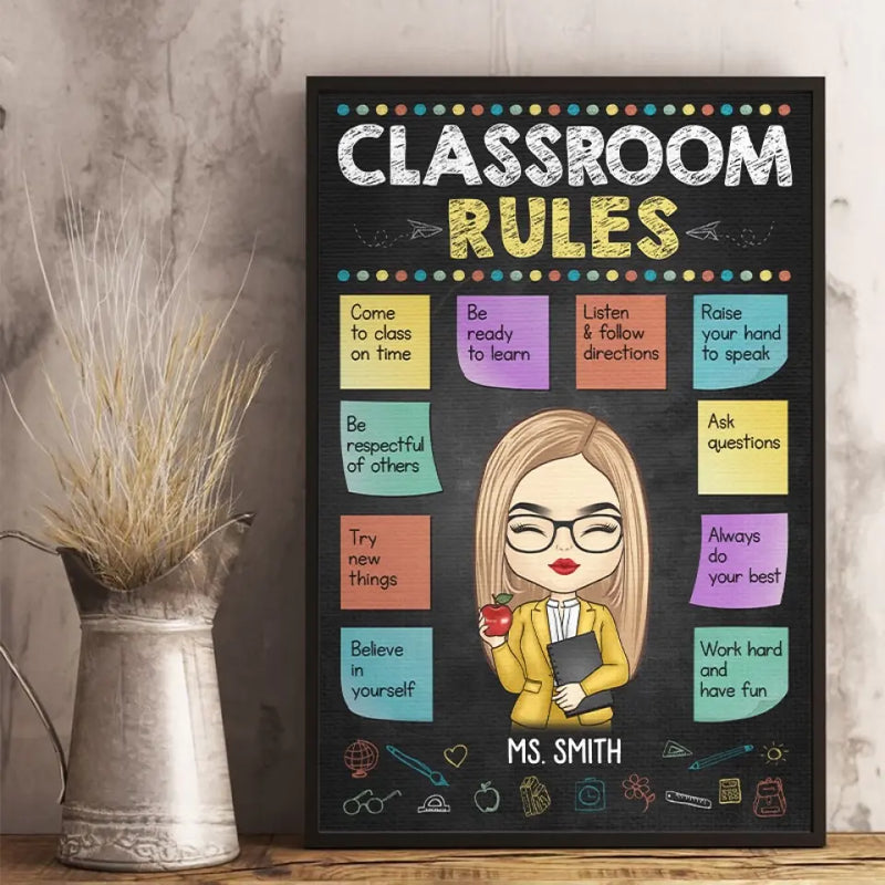 Custom Name Classroom Rules Teacher Gifts - Personalized Poster