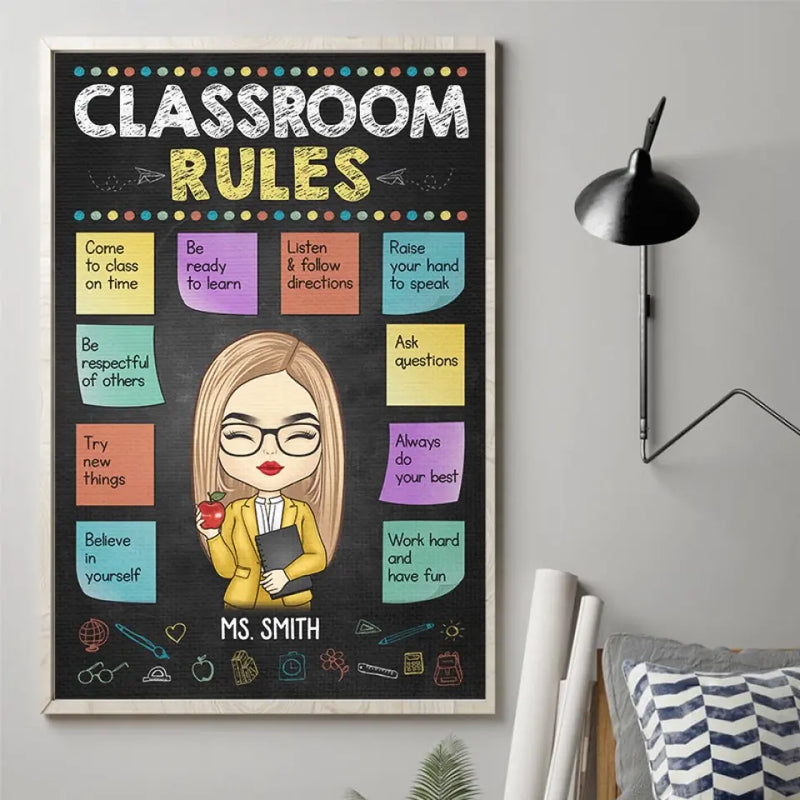 Custom Name Classroom Rules Teacher Gifts - Personalized Poster