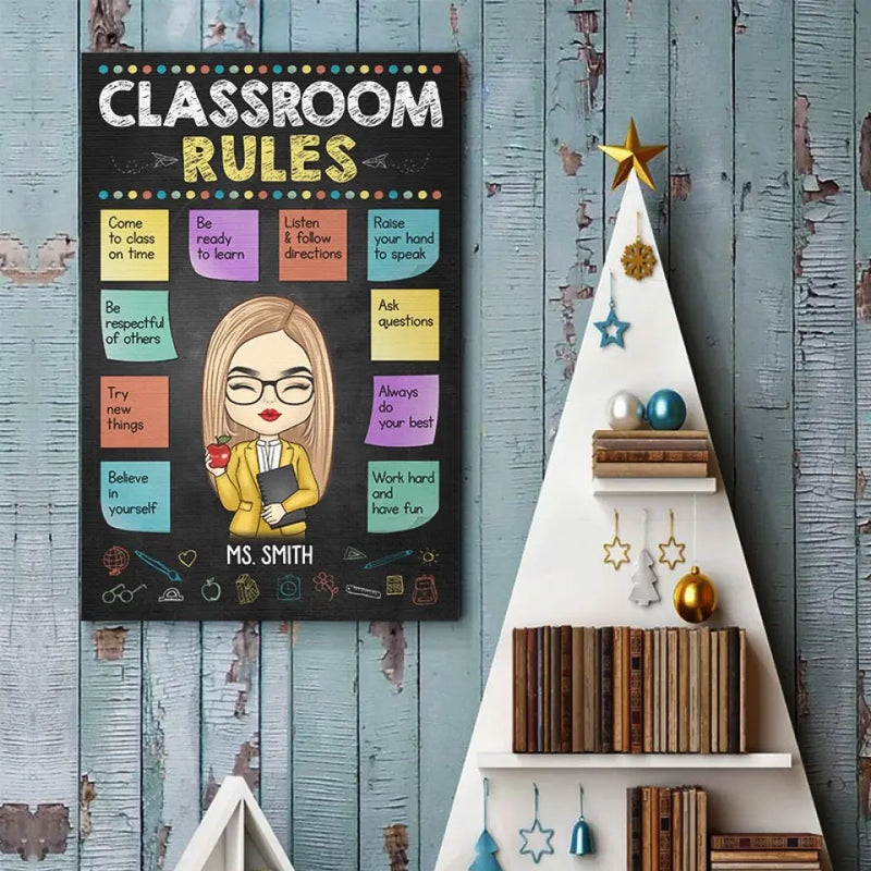 Custom Name Classroom Rules Teacher Gifts - Personalized Poster