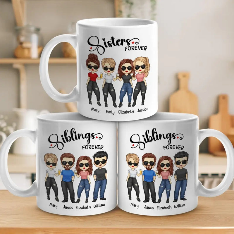 Custom Name Siblings Forever Gifts - Personalized Mugs