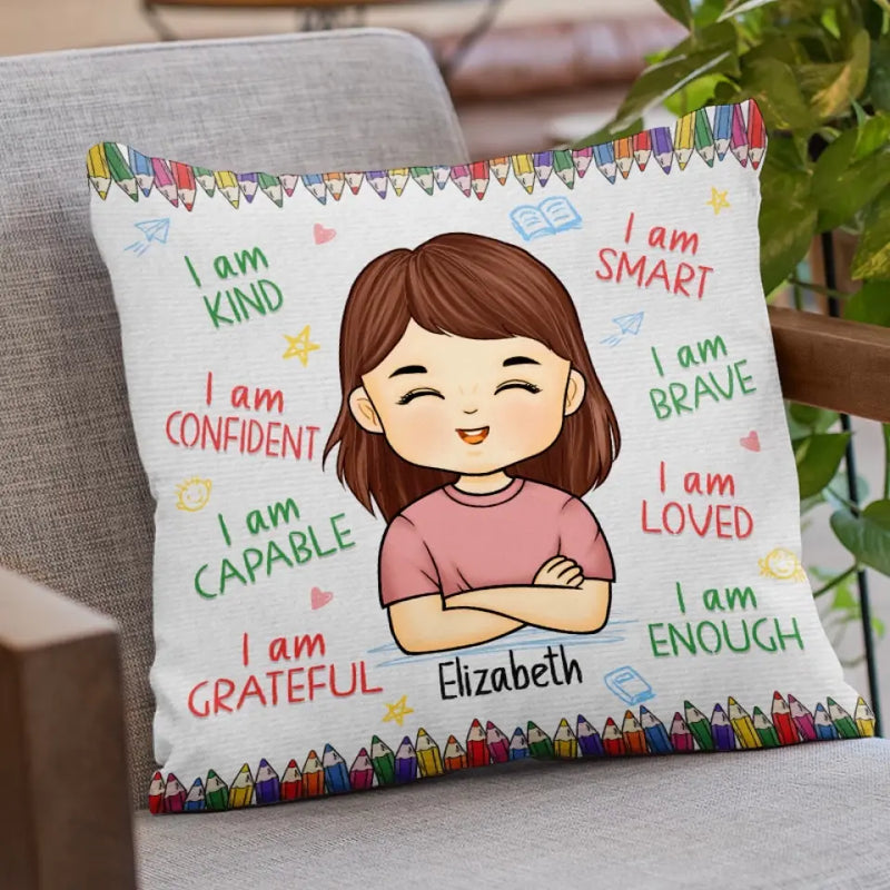 Custom Name Affirmation Gifts for Girls - Personalized Pillow