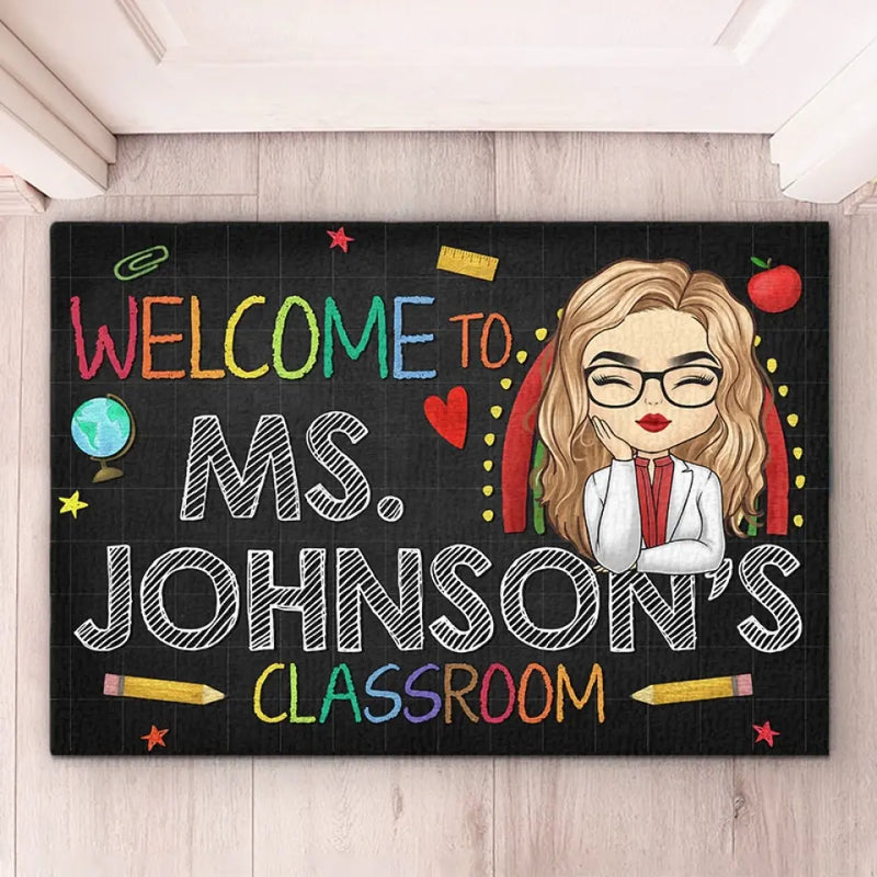 Custom Name Teacher Classroom Decor - Personalized Doormat