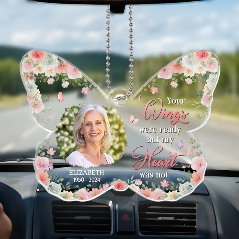Custom Photo Memorial Butterfly Gifts - Personalized Car Ornament