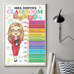 Custom Name Classroom Rules Gifts for Teachers - Personalized Poster