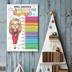 Custom Name Classroom Rules Gifts for Teachers - Personalized Poster
