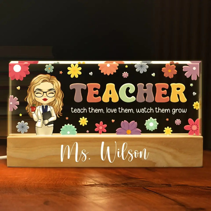 Custom Name Teacher Appreciation Gifts for Educators - Personalized Acrylic Letters Night Light