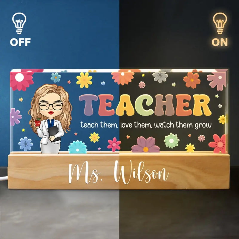Custom Name Teacher Appreciation Gifts for Educators - Personalized Acrylic Letters Night Light