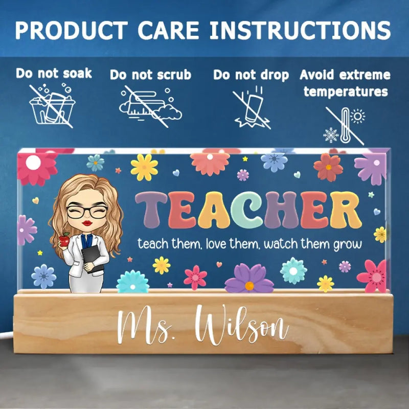 Custom Name Teacher Appreciation Gifts for Educators - Personalized Acrylic Letters Night Light