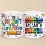 Custom Name Big Heart Teacher Gifts - Personalized Mugs