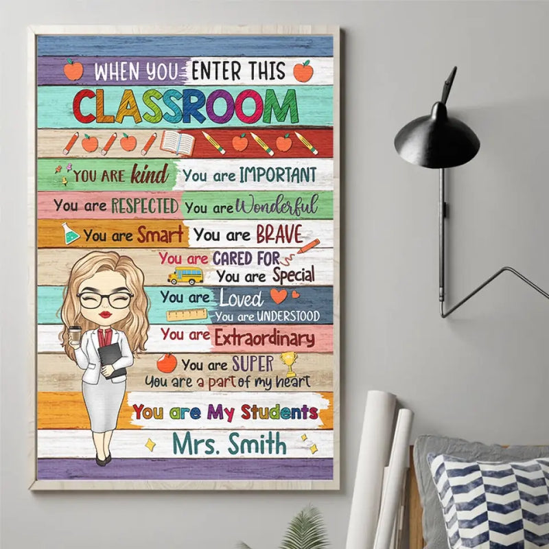 Custom Name Teacher Appreciation Classroom Decor - Personalized Poster