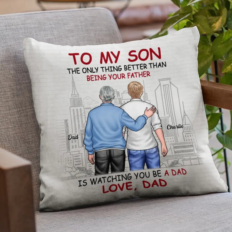 Custom Name Father Son Keepsake Gifts - Personalized Pillow