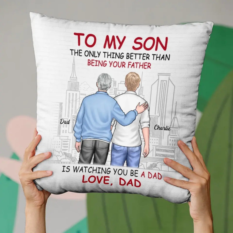 Custom Name Father Son Keepsake Gifts - Personalized Pillow