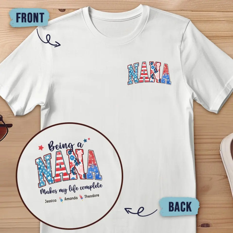 Custom Name Nana Gifts for Grandma - Personalized Apparel Back And Front Printed