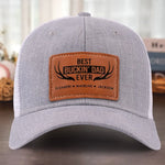 Custom Name Best Buckin' Dad Gifts - Personalized Leather Patch Hat