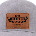 Custom Name Best Buckin' Dad Gifts - Personalized Leather Patch Hat