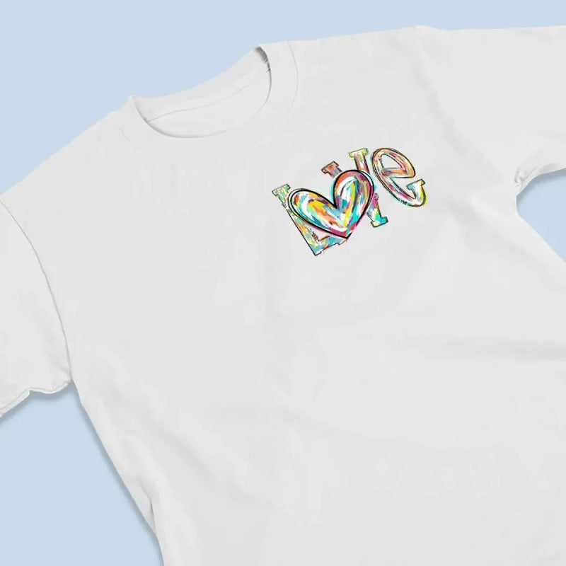 Custom Name Family Heart Gifts - Personalized Apparel Back And Front Printed