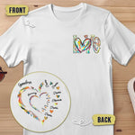 Custom Name Family Heart Gifts - Personalized Apparel Back And Front Printed