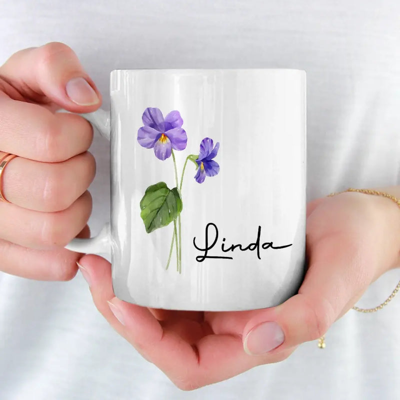 Custom Name Purple Violet Flower Gift - Personalized Mugs