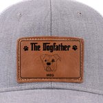 Custom Name Dogfather Gifts for Dog Dads - Personalized Leather Patch Hat