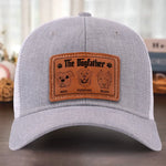 Custom Name Dogfather Gifts for Dog Dads - Personalized Leather Patch Hat