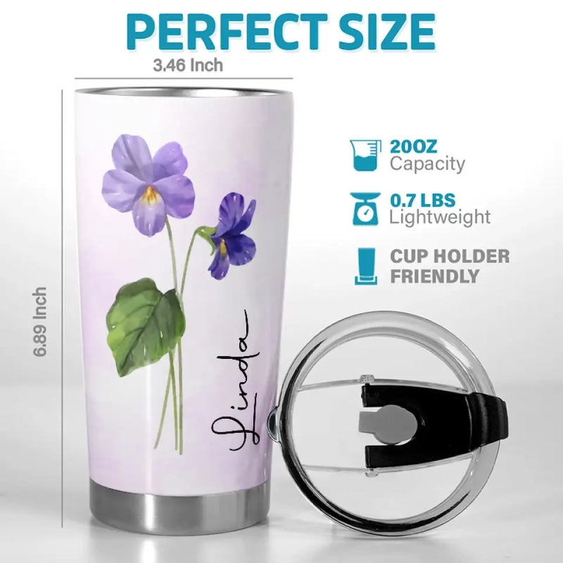 Custom Name Purple Violet Gifts for Women - Personalized Tumbler