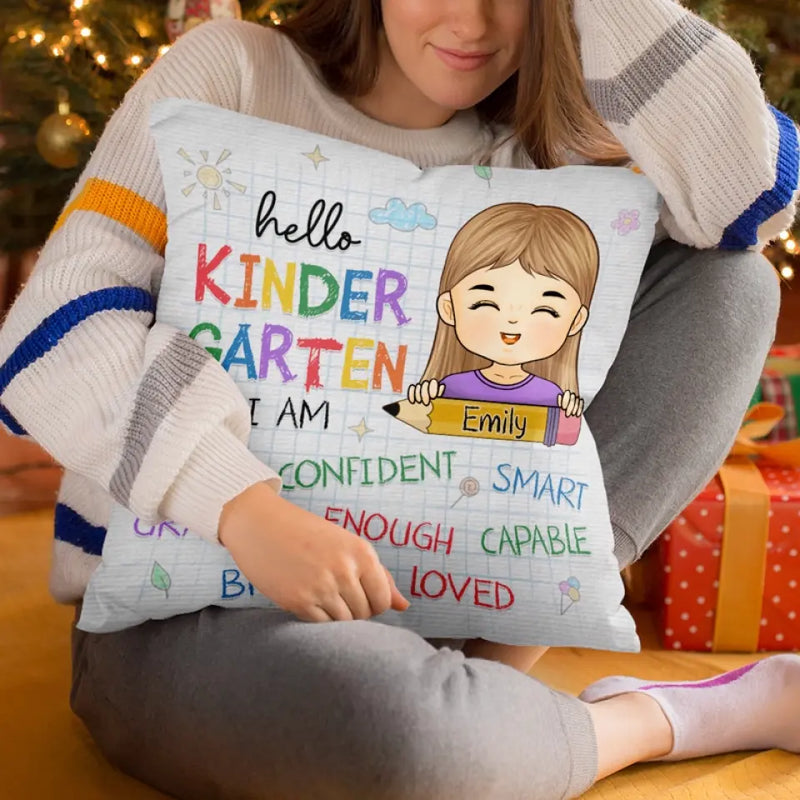 Custom Name Kindergarten Affirmation Gifts for Kids - Personalized Pillow