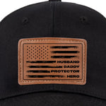 Husband Daddy Protector Hero Gifts for Men - Leather Patch Hat