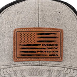 Husband Daddy Protector Hero Gifts for Men - Leather Patch Hat