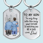 Custom Name Father Son Gifts for Dad - Personalized Keychain