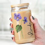 Purple Violet Flower Kindness Design - Glass Cup