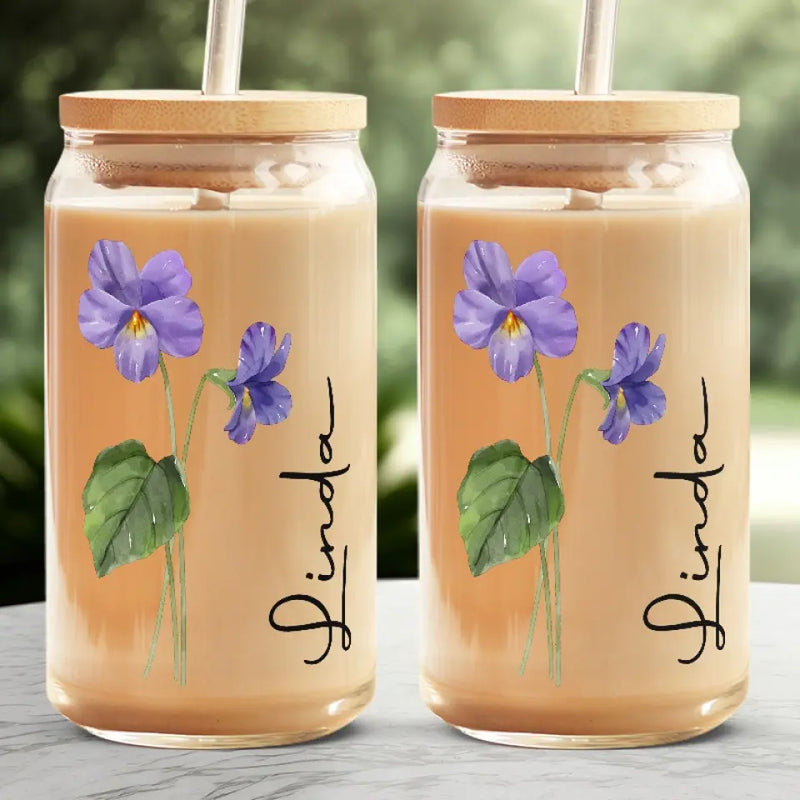 Purple Violet Flower Kindness Design - Glass Cup