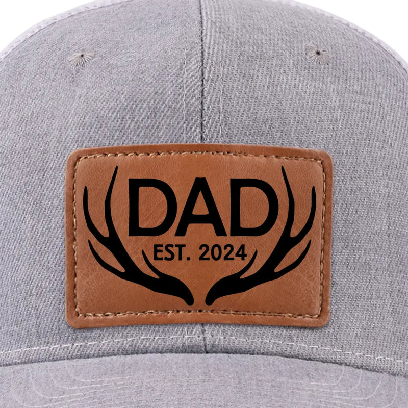 Custom Dad Title and Year Gifts - Personalized Leather Patch Hat
