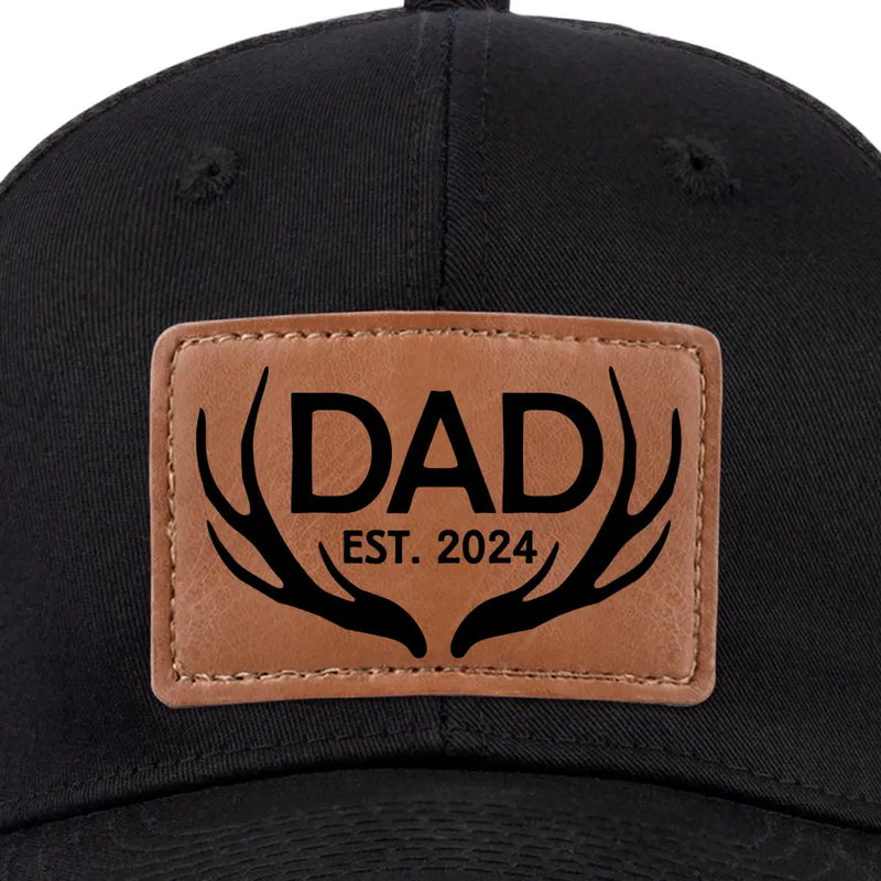 Custom Dad Title and Year Gifts - Personalized Leather Patch Hat