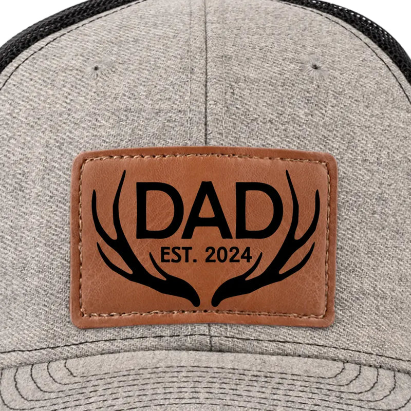 Custom Dad Title and Year Gifts - Personalized Leather Patch Hat