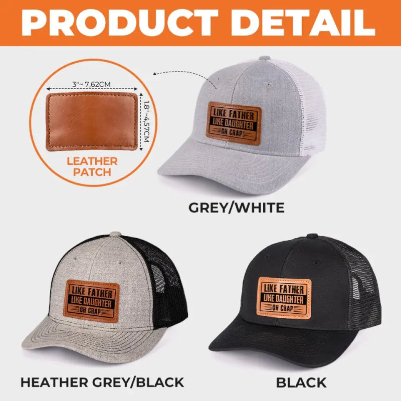 Like Father, Like Daughter - Family Leather Patch Hat - Gift For Dad