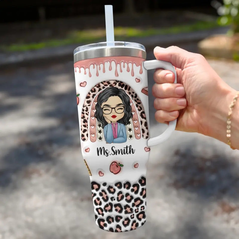 Custom Name Teacher Gifts - Personalized 40 Oz Tumbler With Handle