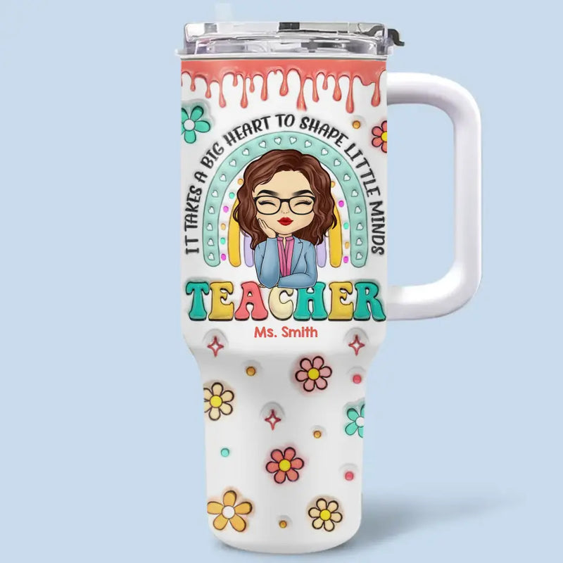 Custom Name Teacher Gifts for Educators - Personalized 40 Oz Tumbler With Handle